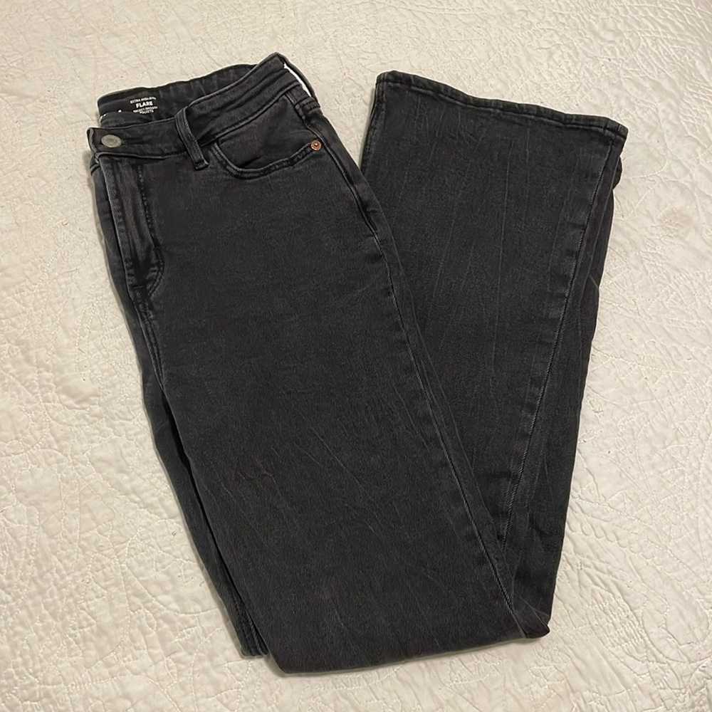 Women’s Old Navy Gray Wash Extra High Rise Flare Jeans